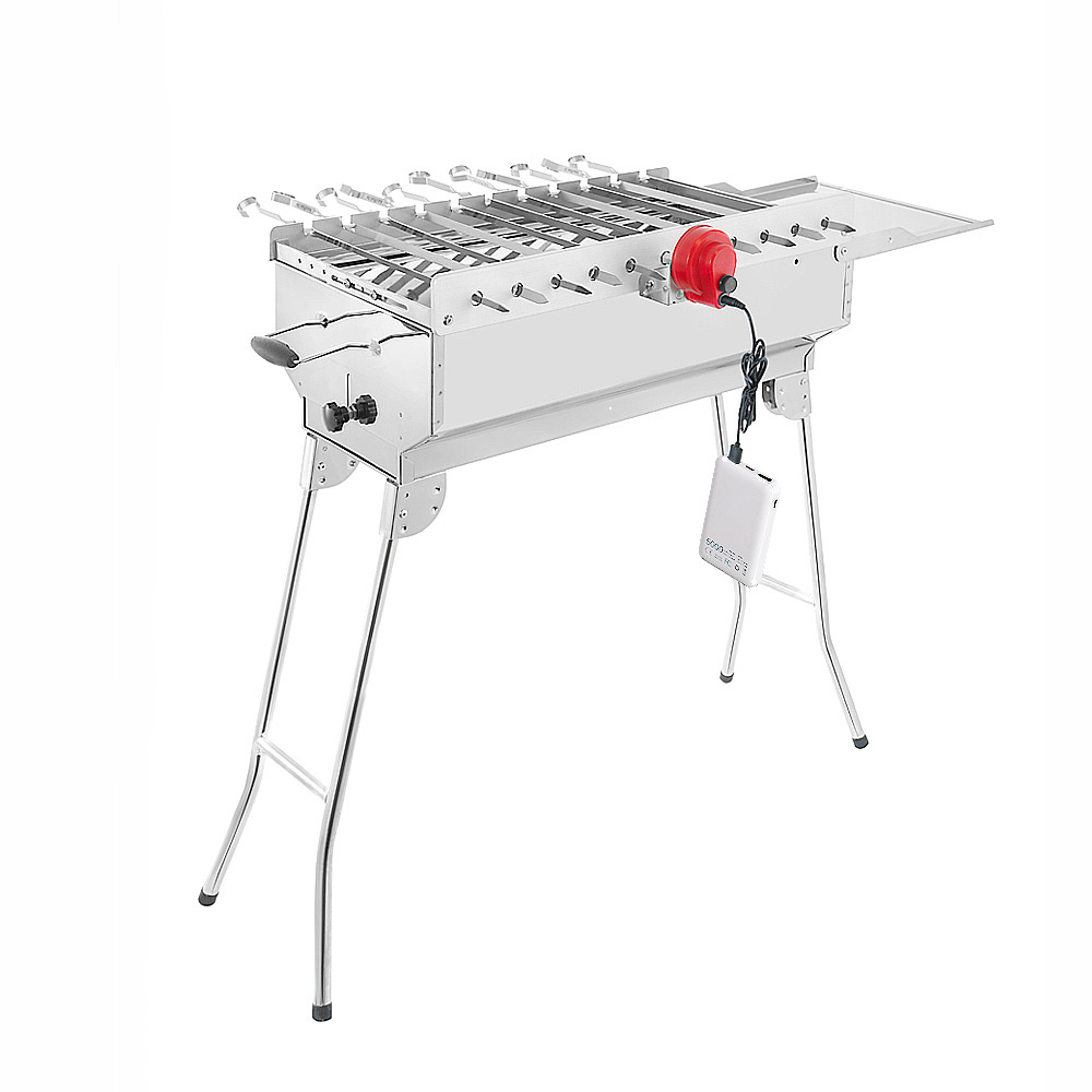 RAMBO Set: Holzkohlegrill aus Edelstahl und Grillaufsatz mit Motor