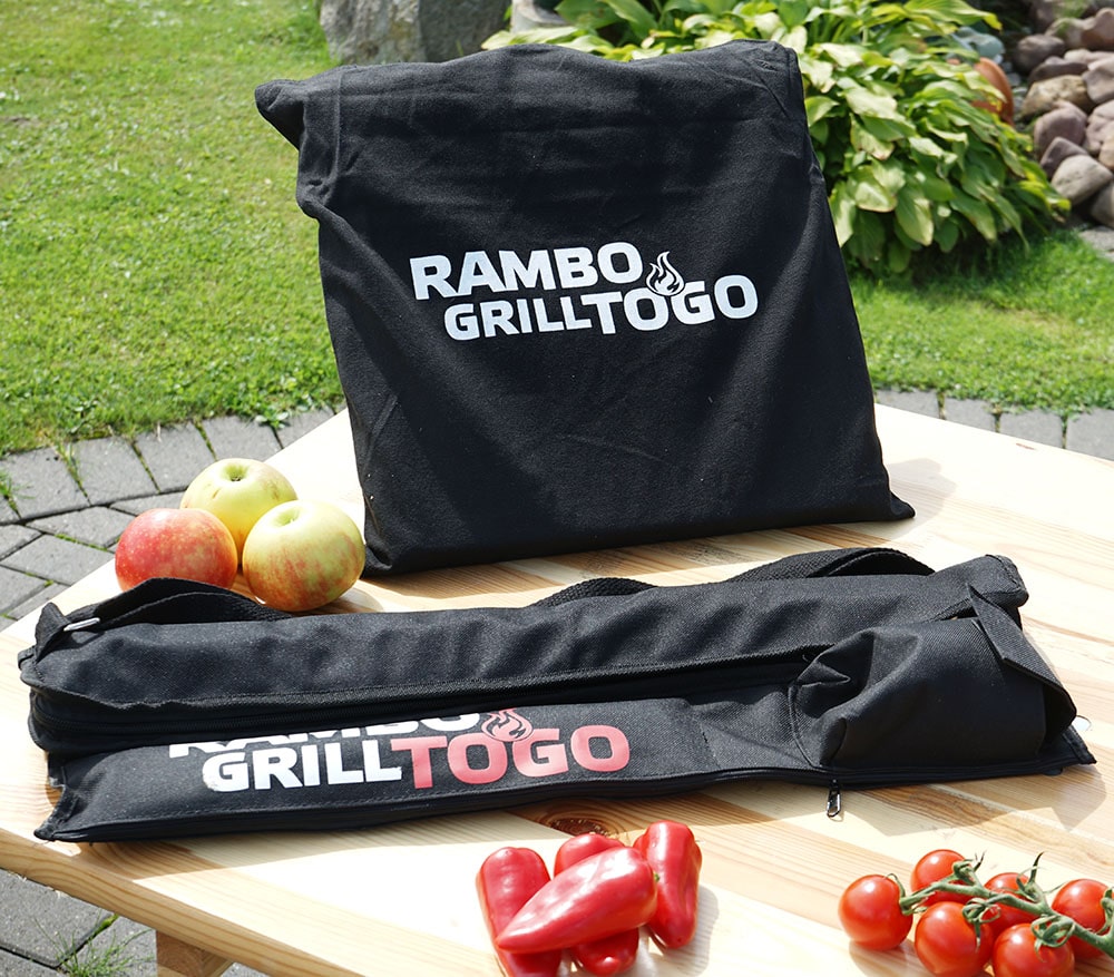 RAMBO ToGo Holzkohlegrill aus Edelstahl mit Motor, tragbar und kompakt