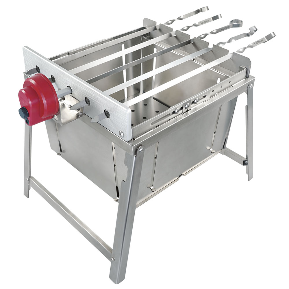 RAMBO ToGo Holzkohlegrill aus Edelstahl mit Motor, tragbar und kompakt